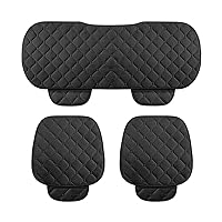 8sanlione 3PCS Set Car Seat Cushion for Front and Back Seat, Velvet Breathable Auto Seat Cover with Comfort Memory Foam and Non-Slip Rubber Bottom, Vehicle Seat Protector Pad (Black/3PCS)