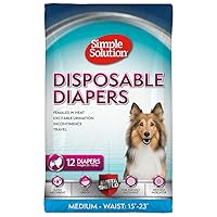 Simple Solution True Fit Disposable Dog Diapers for Female Dogs | Super Absorbent with Wetness Indicator | Medium | 12 Count