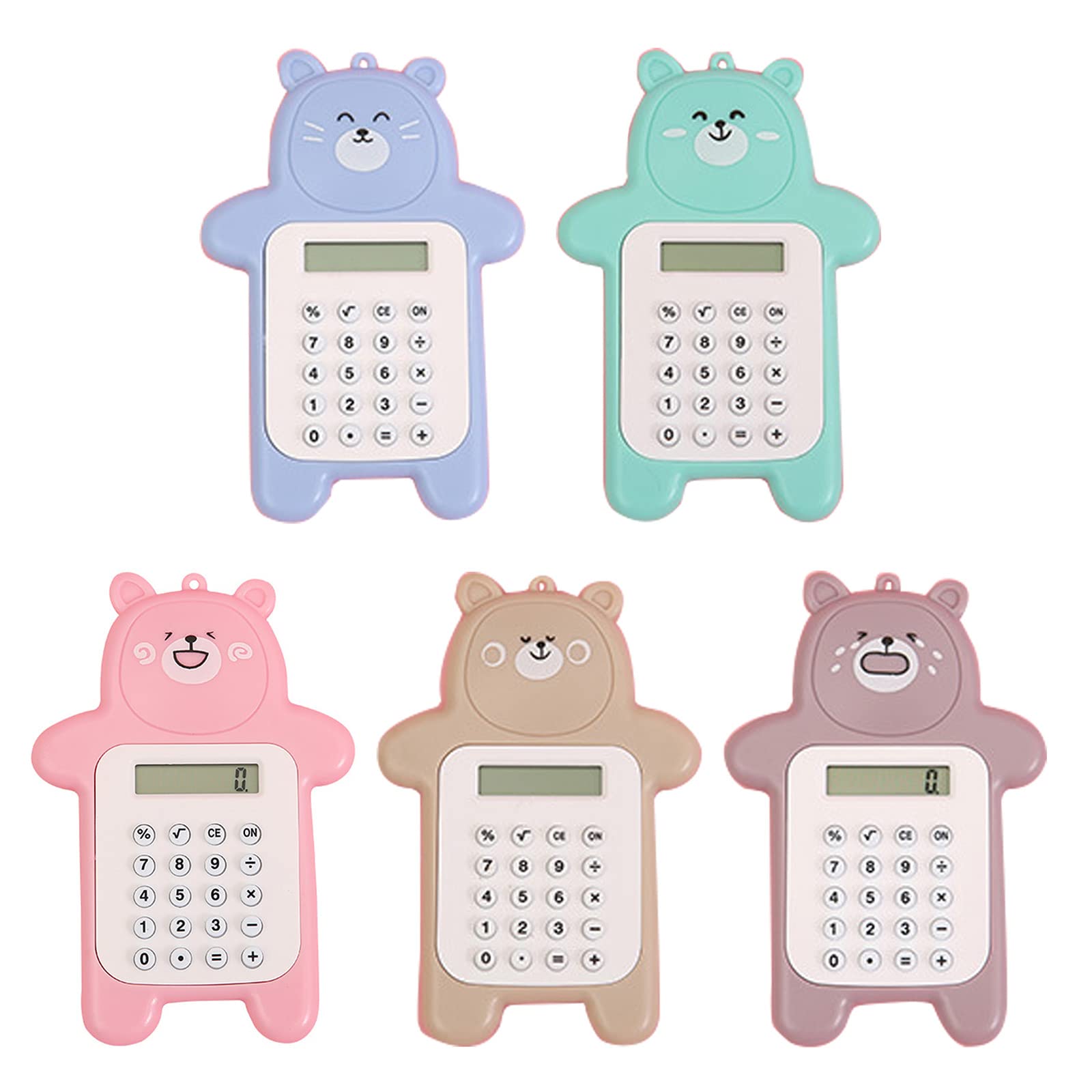 Cute Bear Calculator 8 Digits Sensitive Button Standard Function Calculator Pocket Size for Kid Boy Girl Student School Digital Calculator for School Digital Calculator with Clock Desktop Digital