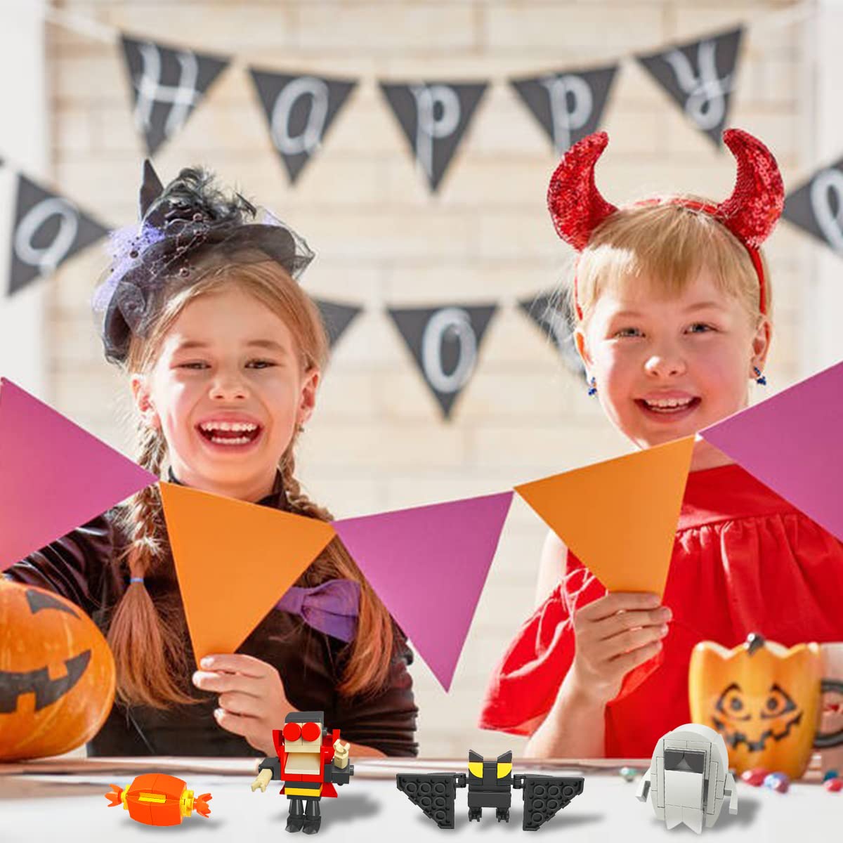 QINGQIU 24 Pack Halloween Mini Building Block Toys for Kids Boys Girls Halloween Party Favors Halloween Treat Bags Gifts