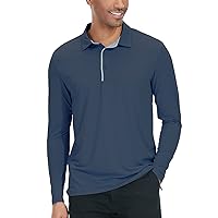 NAVEKULL Men's Performance Lightweight Long Sleeve Polo Shirt Quick Dry Moisture Wicking Sports Athletic Golf Shirts