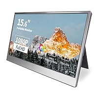 Portable Monitor 15.6 inch Full HD 1920x1080 IPS Portable Display, USB Type C & Mini HDMI PC Gaming Monitor, PC Extended Display Second Monitor for PC Laptop Game Switch Xbox, with Smart Cover