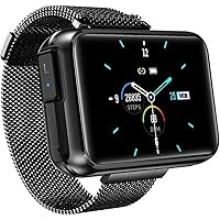 GABLOK Smartwatches 2 in 1 Wireless Headset Men's Watch Large Screen Bluetooth 5.0 Call Music Electronics (Color : Mesh Belt Black, Size : 1)