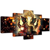 MUMIANWANG 5pcs / Set Waterproof Canvas Painting Elephant Trunk God Ganesha HD Print Home Wall Hanging Art Prints Modular Pictures