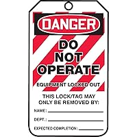 Accuform Lockout Tags, Pack of 25, Danger Do Not Energize Equipment Locked Out, US Made OSHA Compliant Tags, Tear & Water Resistant PF-Cardstock, 5.75