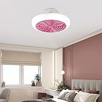 Ceiling Fan with Light and Remote Control Ceiling Lights Silent 3 Speeds Bedroom Dimmable Led Fan Ceiling Light 60W Modern Living Roomt Ceiling Fan Light/Pink