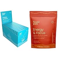 NeuroGum Energy Caffeine Gum (288 Pieces) - Sugar Free with L-theanine + Natural Caffeine + Vitamin B12 & B6 - Nootropic Energy & Focus Supplement for Women & Men - Peppermint & Cinnamon Flavor