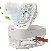 Personal Fan, Portable Desk Fan with Mist Spray and Night Light USB Rechargeable Mist Fan with 3 Wind Speeds Quiet Table Cooling Fan with Remote Control