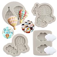 Hot Air Balloon Silicone Fondant Molds For Cake Decorating Cupcake Topper Candy Chocolate Polymer Clay Gum Paste Set of 4
