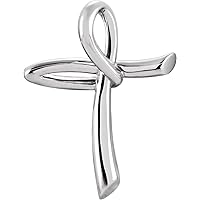 Freeform Cross Rhodium-Plated 18K White Gold Pendant (26.00X19.25 MM)