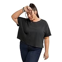Hanes Womens Originals Plus Size T-Shirt, Cotton Plus Tees, Rolled Cuff Sleeves