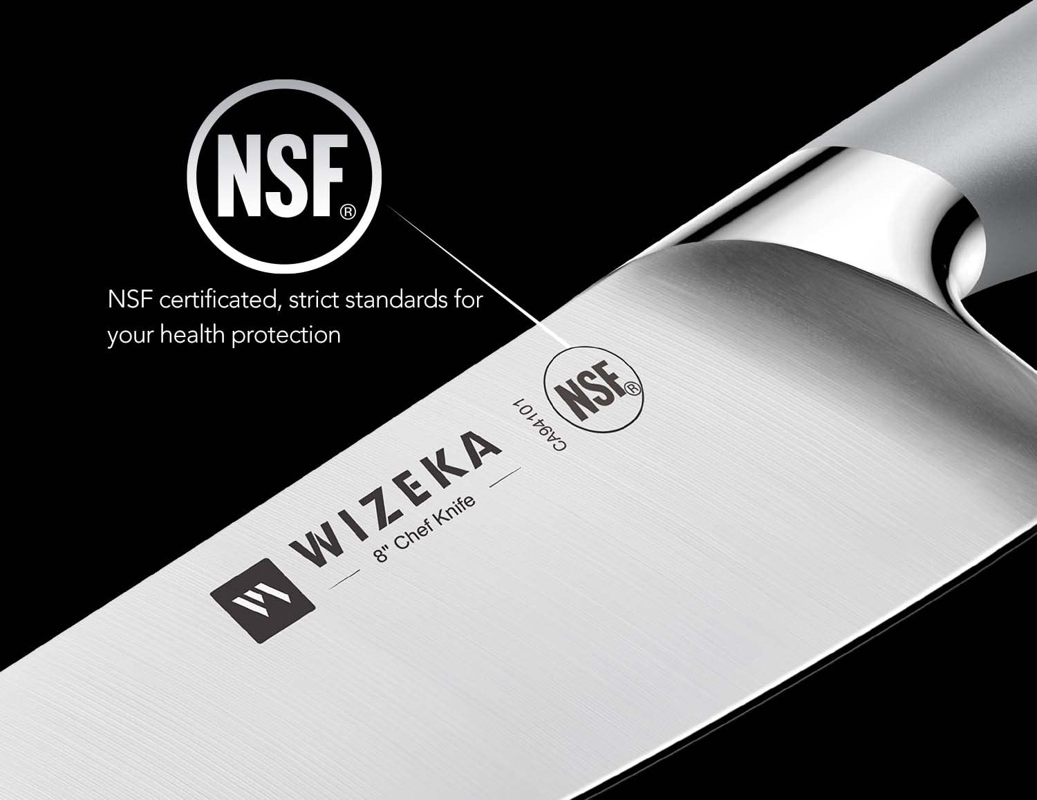 WIZEKA Knife Set,15pcs NSF Certified 1.4116 German Steel Kitchen Knife Set, Premium Knife Block Set in One Piece Design, Knives Set for Kitchen with Build-in Sharpener, Silver Wings Series