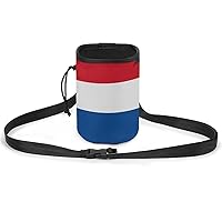 Flag of Netherland Cute Dog Treat Pouch Walking Bag Holder Training Drawstring Pocket 3 Ways to Wear