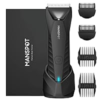 MANSPOT Manscape Trimmer for Men Ball/Pubic/Groin, Electric Body Hair Trimmer, Replaceable Ceramic Blade Heads,Waterproof for Wet/Dry Use,Standing Recharge Dock,90 Minutes Shaving After Charged(Black)