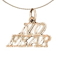 Saying Necklace | 14K Rose Gold No Fear Saying Pendant with 18