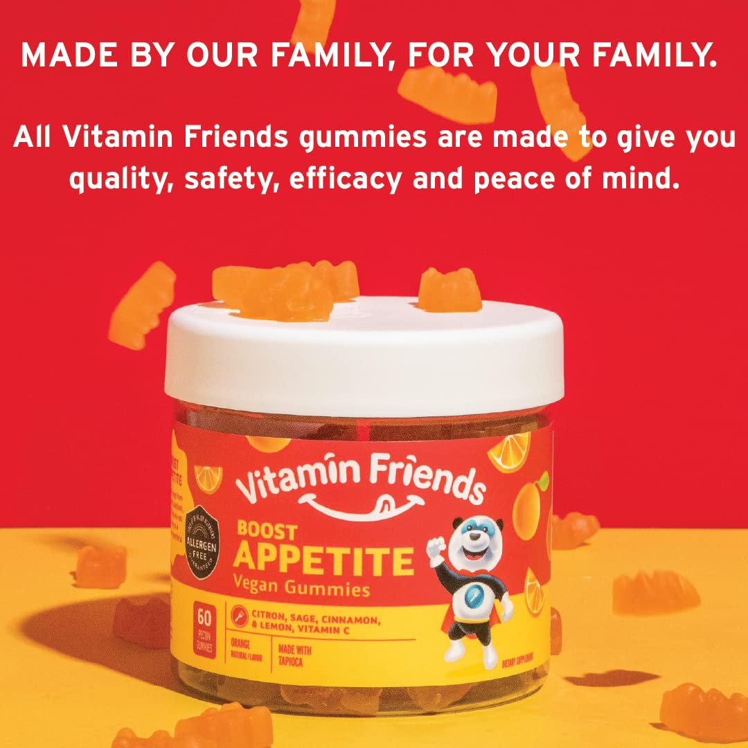 Vitamin Friends All Natural Vegan Children's Appetite Stimulant and Weight Gainer with Boost Appetite Gummies, 1 Pack, 60 Count, Orange Flavor Vitamin
