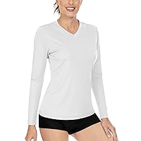 Women's UPF 50+ Sun Shirts V Neck Long Sleeve Lightweight Quick Dry UV Protection Clothing Rash Guard Swim T-Shirts
