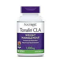Natrol Tonalin CLA Softgels, Derived from safflower plant, Promotes lean muscle mass, Helpes increase muscle retention, Promotes fat metabolism, Weight management supplement, 1,200mg, 90 Count