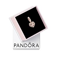 Pandora Heart & Mom Dangle Charm - Compatible Moments Rose Gold & Cubic Zirconia - Mother's Day Gift with Gift Box