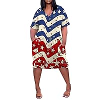 Fourth of July Outfit Women, Summer Outfits for Casual Dresses 4Th Short Sleeve 2024 Womens Clothes Dress, L, 5XL