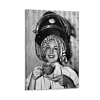 Old Fashion Hair Black and White Vintage Women's Perm Hair Poster Hair Salon Barbershop Decor Canvas Wall Art Prints for Wall Decor Room Decor Bedroom Decor Gifts 24x36inch(60x90cm) Frame-Style