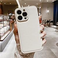 Leather Texture Shockproof Case for iPhone 14 13 12 11 Pro Max XR X XS 6S 7 8 Plus SE2022 Mini Soft Full Camera Protection Cover,White,for iPhone 12 Pro
