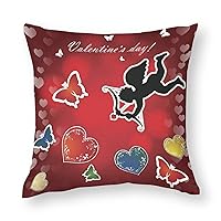 Decorative Throw Pillow Covers for Couch Happy Valentine_s Day Butterfly Red Smooth Soft Comfortable Polyester Pillowcase Cushion Cover with Hidden Zipper for Wedding Couch Sofa Bedroom，20