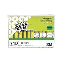 Scotch-Brite 74CC Medium-Duty Scrub Sponge, 6-1/4-Inch x3-1/2-Inch, 10/PK, YW/GN