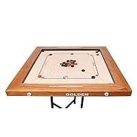 KNK Golden Carrom Board Bulldog Carrom Indoor Family Game Bulldog Board Approved by International Carrom Federation Scratch & Water Resistant (20mm)
