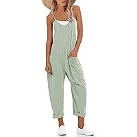 Women's V Neck Sleeveless Jumpsuits Spaghetti Straps Harem Long Pants Overalls With Pockets