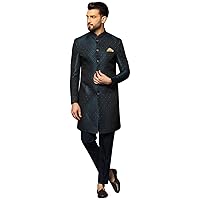 Men Indowestern Set, Navy Blue Color, Cotton Fabric Full Sleaves, Knee Length, Regular Fit, Ethnic wear