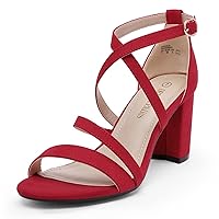 DREAM PAIRS Women’s Ankle Strap Dress Pump Low Chunky Heel Sandals