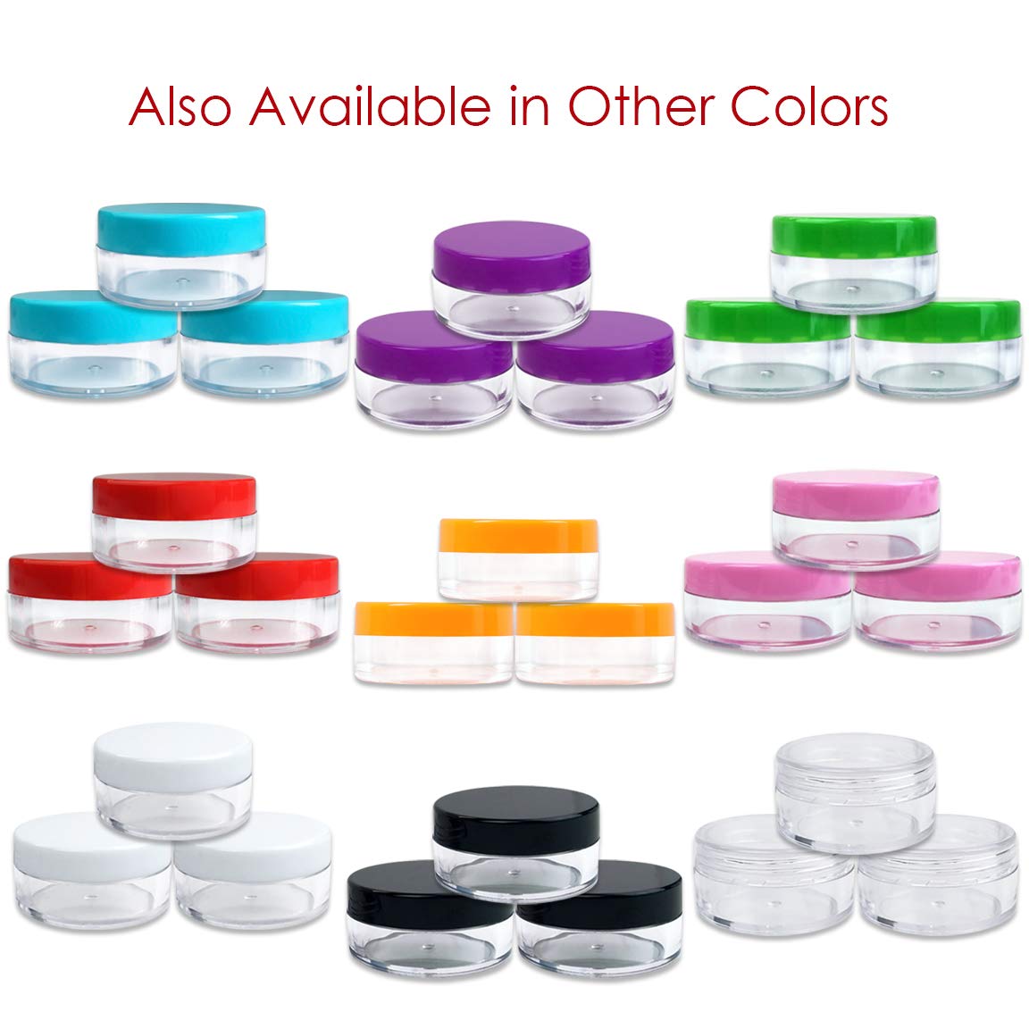 (Quantity: 100 Pieces) Beauticom® 10G/10ML Clear Lid Plastic Cosmetic Lip Balm Lip Gloss Cream Lotion Eyeshadow Container Jars