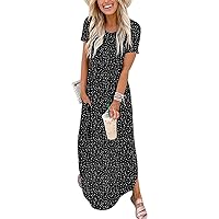 ANRABESS Women's Summer Casual Loose Short Sleeve Long T Shirt Dress Split Maxi Beach Sundress Travel Vacation Outfits