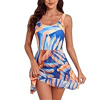 Modest Swimsuits for Teen Girls Padded Shapewear Swimsuit with Skirt Style Swimsuit Two Piece Set Printed Swim