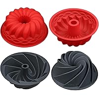 Webake Fluted Tube Cake Pan Silicone 6 Inch Small Bunt Cake Molds Nonstick Round Cake Pans for Baking Pack of 4