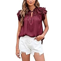 Tie Front Tops for Women, Short Sleeve Casual Loose Oversized Women's T Shirt Shirts, S XXL