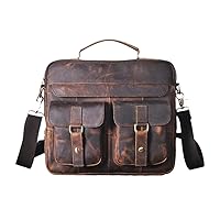 Men Real Leather Antique Coffee Briefcase Business 13