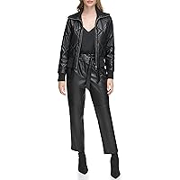 Calvin Klein Womens Quilted Faux Leather Jacket