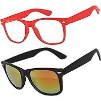 2 Pairs Kids Clear Lens UV Protected Glasses and Polarized Sunglasses for Toddlers, Girls Boys Play Glasses Sunglasses