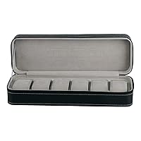 6 Slot Watch Box Portable Travel Zipper Case Collector Storage Jewelry Storage Box