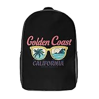 Vintage Golden Coast California 17 Inches Travel Backpacks Funny Shoulder Bag Lightweight Daypack