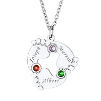 FindChic Custom Baby Feet Necklaces with 1/2/3/4/5 Names Birthstones Personalized New Mom Gift 925 Sterling Silver/Stainless Steel Metal Family Jewelry, with Gift Box