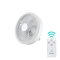 Camping Fan with LED Lantern, Rechargeable Camping Fans for Tents with Remote Control, 3 Wind Speeds, Adjustable Brightness, Hanging Hook, Home, Office (White)