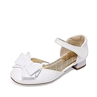 DREAM PAIRS Girls Dress Shoes Closed Toe Low Heels Ankle Strap Bow Ballet Wedding Party Sandals Princess Flower Shoes
