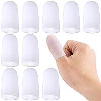 ANCIRS 10pcs Gel Finger Support Protector Caps Gloves, Gel Finger Cots/Covers, Silicone Fingertips for Hands Cracking, Eczema Skin, Trigger Finger Arthritis Pain Relief (Small, White)