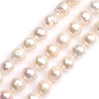 Natural Near Round Freshwater Cultured Pearls Beads for Jewelry Making DIY (10.5mm/Big White Nuclear Edison Pearls)