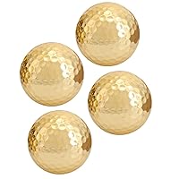 Pilipane 4Pcs Gold Plating Golf Ball, Double-Layer Driving Range Balls for Outdoor Exercise Sports Equipment, Exquisite Golf Accessory for Golf Clubs Golfers Lovers