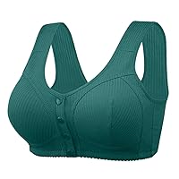 Women's Comfortable New Thread Cloth Pure Front Button Medium and Old Age Large Size No Steel Ring Bra Molded