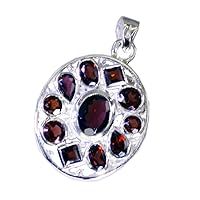 Genuine Garnet Silver Pendant for Women Astrological Charms Handmade Necklace For Girls